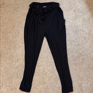 Fashion Nova Black Paperbag Waist Joggers